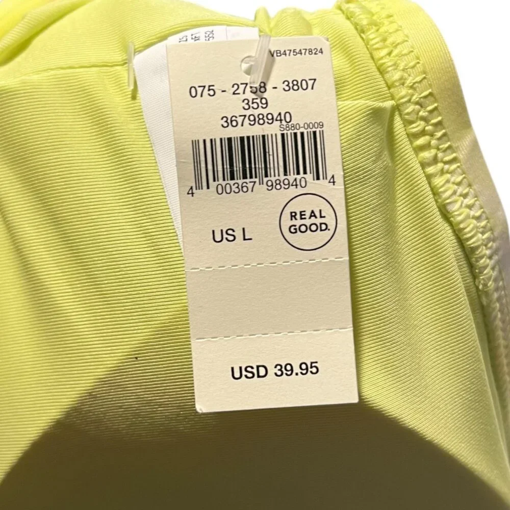 Aerie Crossover Keyhole Halter Bikini Top Women's L Vibrant Mint Yellow‎ Swim